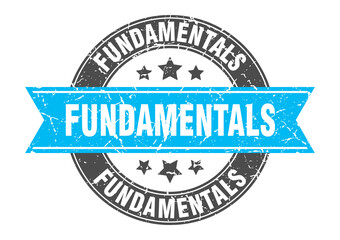 fundamentals round stamp with ribbon. label sign