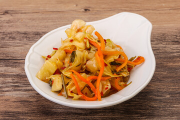 Spicy pickled cabbage with carrot