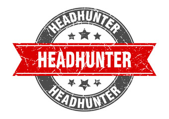 headhunter round stamp with ribbon. label sign