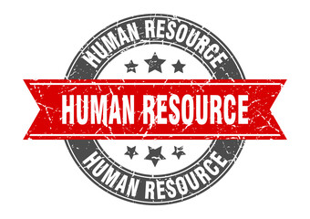 human resource round stamp with ribbon. label sign