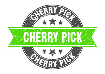 cherry pick round stamp with ribbon. label sign