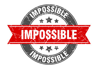 impossible round stamp with ribbon. label sign