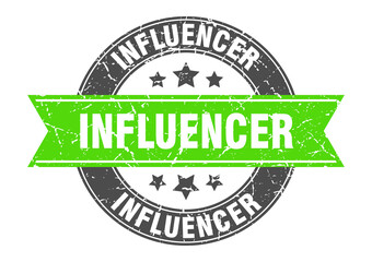 influencer round stamp with ribbon. label sign