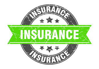insurance round stamp with ribbon. label sign