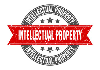 intellectual property round stamp with ribbon. label sign