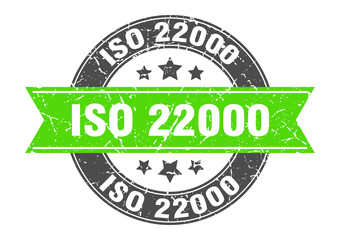 iso 22000 round stamp with ribbon. label sign