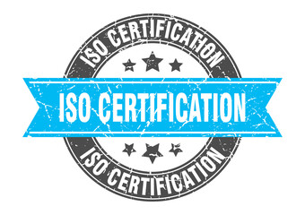 iso certification round stamp with ribbon. label sign