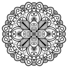 mandala for coloring book greeting card tile pattern wallpapers decor and indian henna tattoo white background