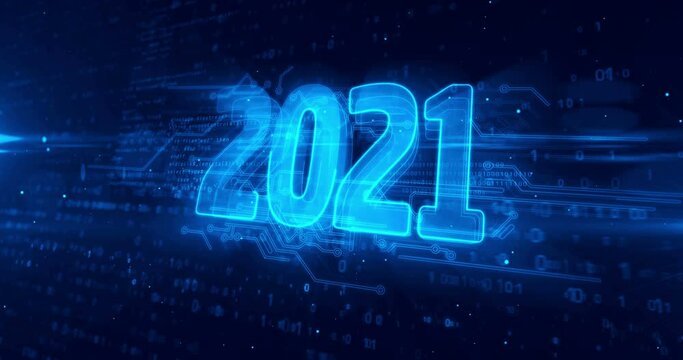2021 year, new cyber design animation. Futuristic abstract 3d rendering concept.