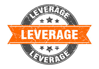 leverage round stamp with ribbon. label sign