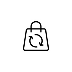 Reusable bag Icon  in black line style icon, style isolated on white background