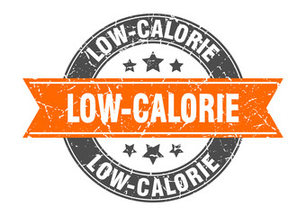 low-calorie round stamp with ribbon. label sign