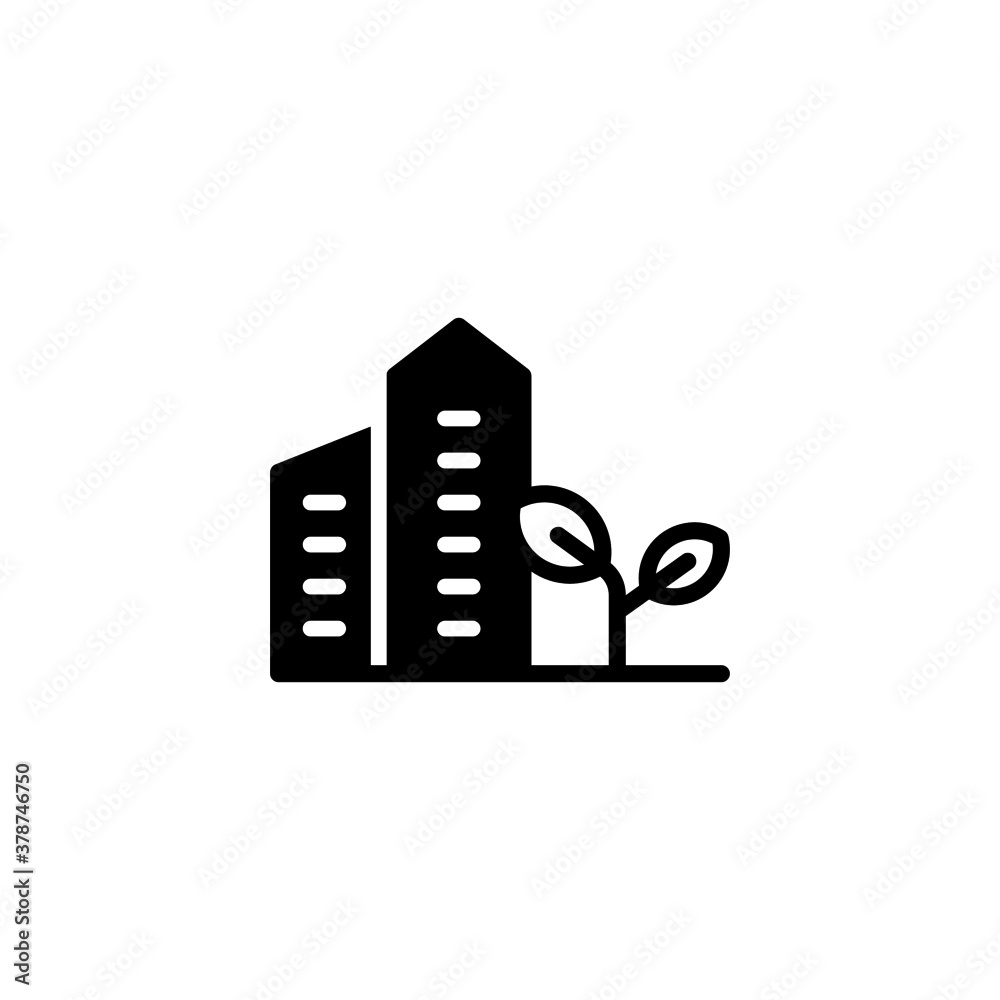 Wall mural Green city Icon in black flat glyph, filled style isolated on white background