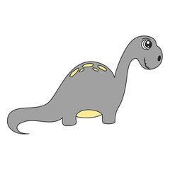 Set of cute dinosaur print. vector illustration diplodocus. Doodle style dinosaur, cartoon kind character. Isolated on a white background.