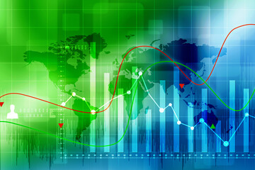 2d rendering Stock market online business concept. business Graph 