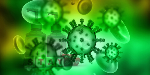 3d render Corona virus microscopic view
