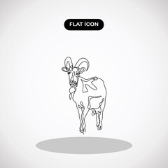 Continuous line drawing Goat. Vector iluustration.
