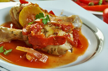 Sicilian Pan Grilled Chicken in Peperonata