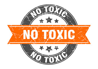 no toxic round stamp with ribbon. label sign