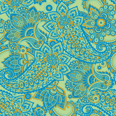 Seamless pattern with paisley ornament. Ornate floral decor. Vector illustration