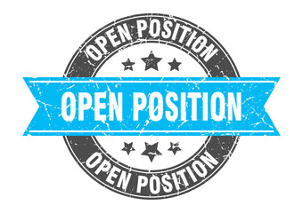 open position round stamp with ribbon. label sign