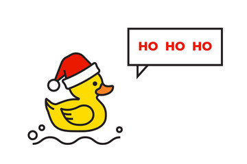 Yellow rubber duck merry christmas. Christmas card