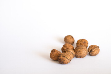 walnuts on a white background