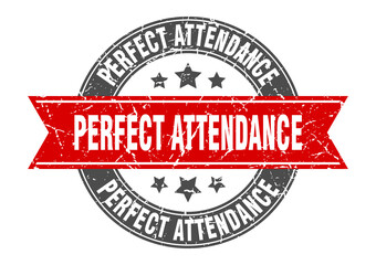 perfect attendance round stamp with ribbon. label sign
