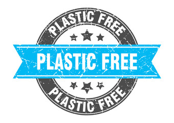 plastic free round stamp with ribbon. label sign