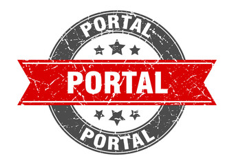 portal round stamp with ribbon. label sign