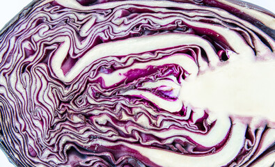 Fototapeta premium close up of cut red cabbage ,background backdrop healthy eating