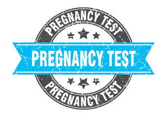 pregnancy test round stamp with ribbon. label sign