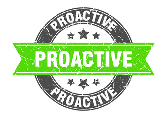 Obraz premium proactive round stamp with ribbon. label sign