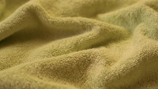 Yellow Soft Terry Structure Of Cotton Fabric, Texture Of Cotton Terry Cloth. Textile Factory. Garment Factory
