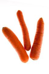 Red washed carrot isolated on white background