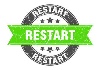 Obraz premium restart round stamp with ribbon. label sign