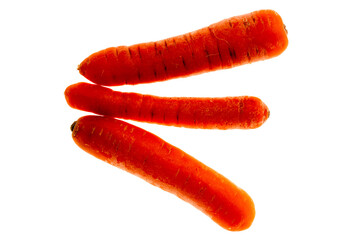 Red washed carrot isolated on white background