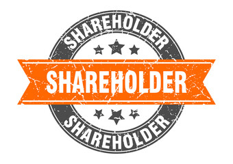 shareholder round stamp with ribbon. label sign