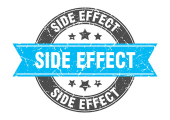 side effect round stamp with ribbon. label sign