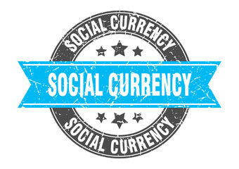 Fototapeta premium social currency round stamp with ribbon. label sign