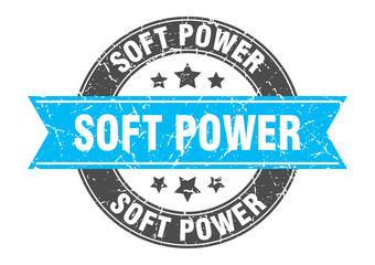soft power round stamp with ribbon. label sign