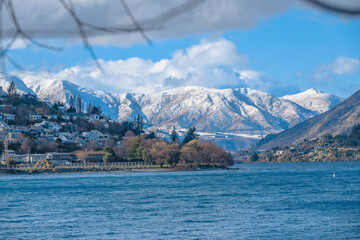 Lake Wakatipu in the mountains of Queenstown, New Zealand - 378751349