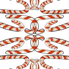 Merry Christmas Greetings in Realistic 3D Candy Cane and Christmas Balls in Background. Vector Illustration