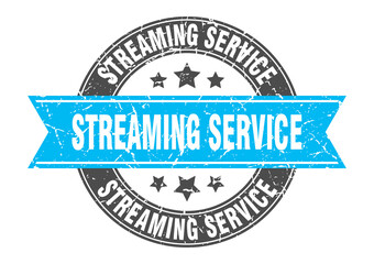 streaming service round stamp with ribbon. label sign