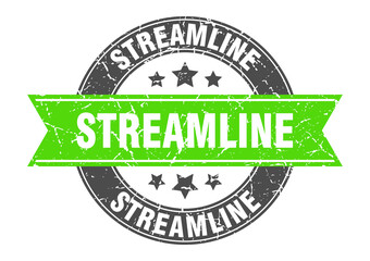 streamline round stamp with ribbon. label sign
