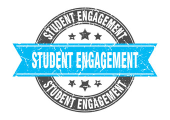 student engagement round stamp with ribbon. label sign