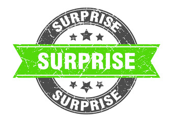 surprise round stamp with ribbon. label sign