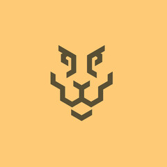 lion, tiger face line art logo