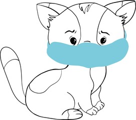  The cat in the mask. Face mask. cute cat wearing mask for protect themselves form virus or bacteria in flat vector style. Illustration about healthcare of cat. Covid-19. Corona virus.