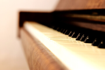 Piano keyboard of an old music instrument